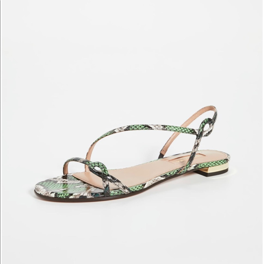 Aquazzura Serpentine Sandal in Jungle Green